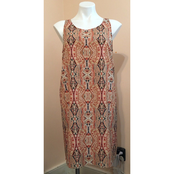 Carolina Belle Montreal Pink Blue Paisley Boho Sleeveless Sheath Dress Size 8 - Picture 1 of 7